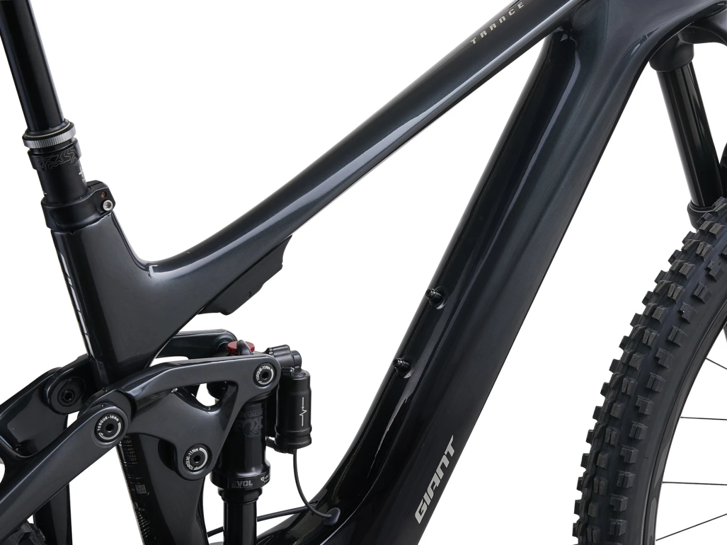 Giant TRANCE X ADVANCED E+ ELITE 1 - Carbon Electric Mountain Bike - 2023 - Gunmetal Black 19 Giant TRANCE X ADVANCED E+ ELITE 1 - Carbon Electric Mountain Bike - 2023 - Gunmetal Black - Afbeelding 17